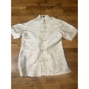 Vintage 100% Indian Pure Silk Men's Large Taj Mahal Hotel Kurta Style Shirt